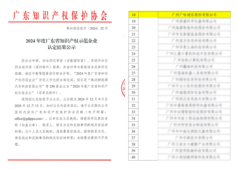 廣哈通信入選“廣東省知識產權示范企業”名單.jpg